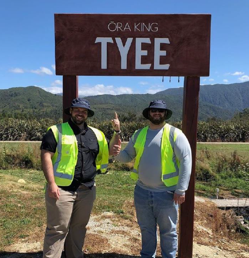 John Young and Charles Young outside of Ora King Tyee in New Zealand.