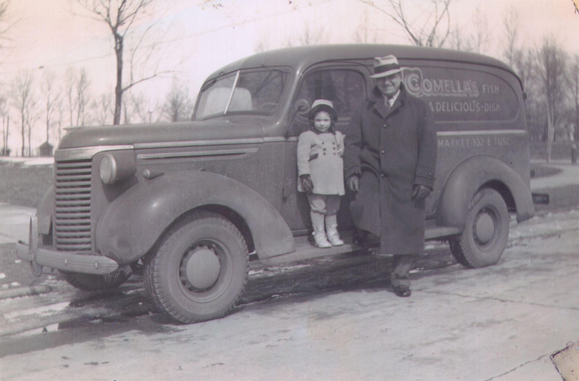 Vintage photo of mom and grandpa of John C. Young, owner of Euclid Fish Company, wholesale seafood distributor in Mentor, Ohio